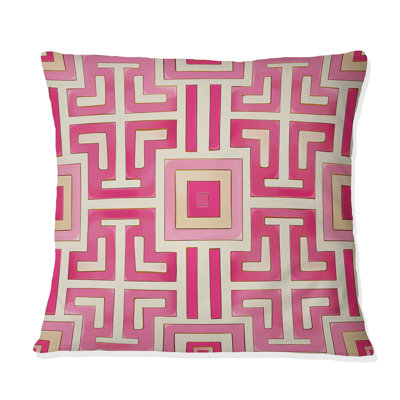 Coussin rose et beige Midcentury Maze I - Midcentury