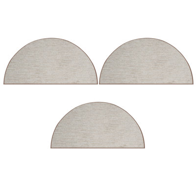 Ensemble de tapis en polyester touffeté à la machine de couleur unie beige Loisann