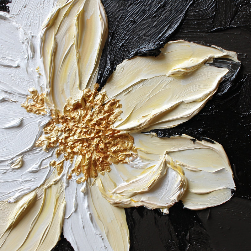 «Golden Floral Field», art mural sur toile tendue, L 12 po x H 12 po x P 1 po