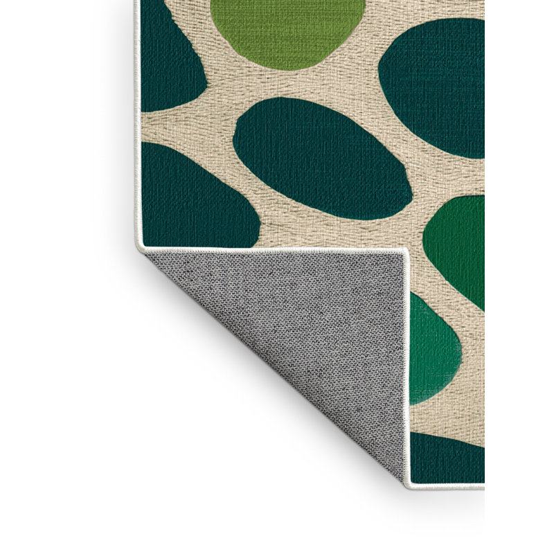 Washable Beach glass greens Nautical Area Rug, Square 7'