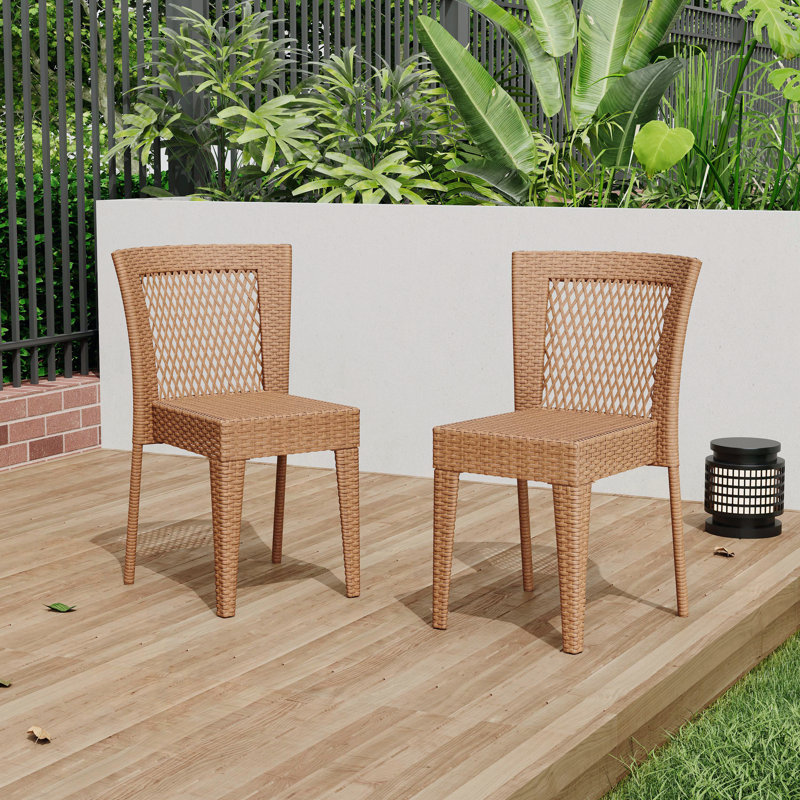 Ensemble de 2 chaises d'appoint empilables Farley, Marron clair
