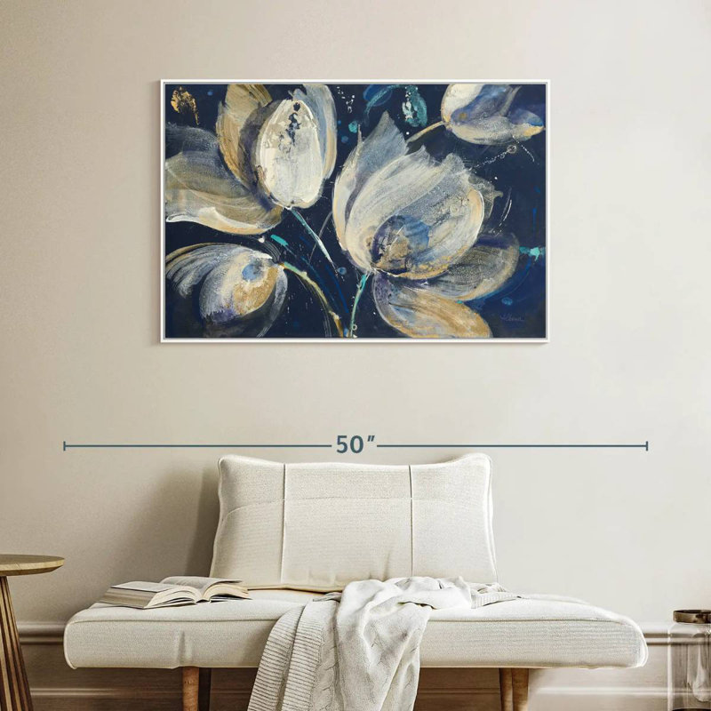 Jardin de minuit, Cadre flottant blanc, 40 po x 27 po