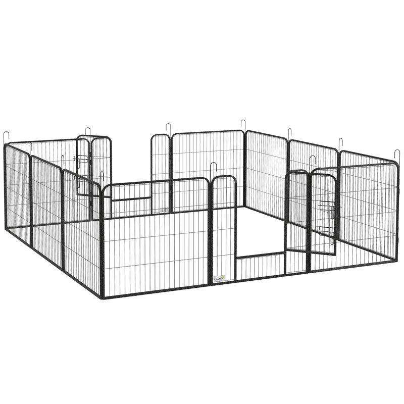 Panel Steel Pet Barrier With Door, 80cm H x 320cm W x 160 cm D