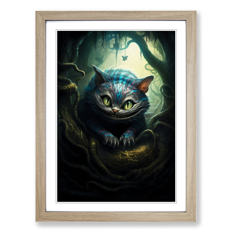 Cheshire Cat Symbolism - Framed Print, Oak Framed, 46cm H x 34cm W x 2cm D