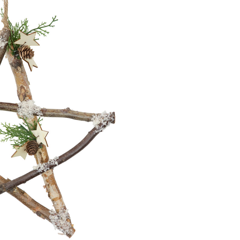 Rustic Snowy Pinecone Branch Star Christmas Ornament