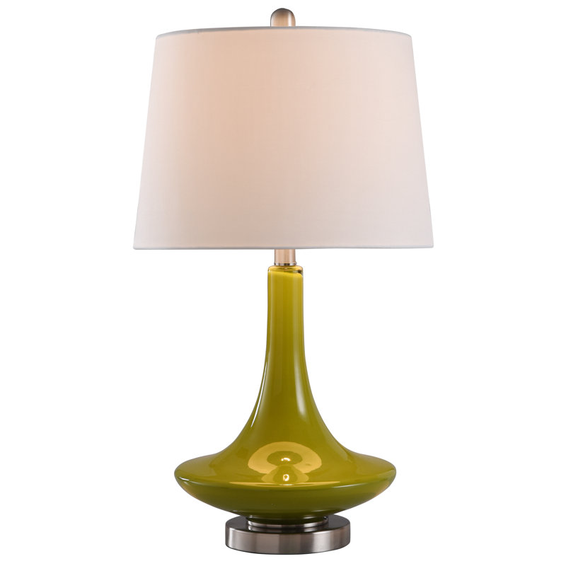 Beresford Glass and Metal Table Lamp with 3-Way Switch, Green
