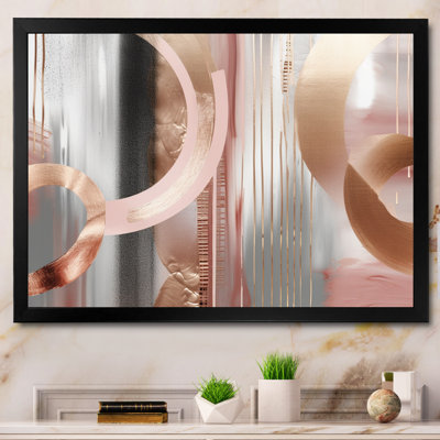 «Pink Rosegold Circle Chaos V», art moderne abstrait sur toile transitionnelle