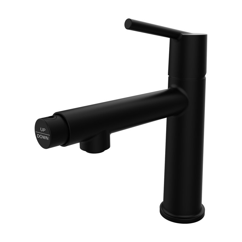 Matte Black 1 Hole Deck Mounted Bathroom Faucet, Flow & Fountain Options, Scratch, Water Conservation, Simple Installation Process Modern 1 Mounting, Toggle, Scratch-, Saving, Easy To Install