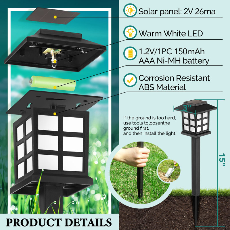 Lampe sur pied d'extérieur à énergie solaire 15 po