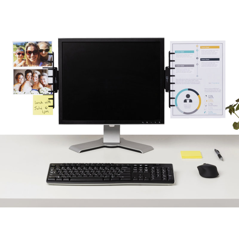 Black Adjustable Clip-On Monitor Document Holder