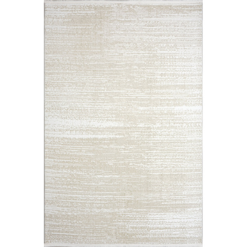 Tapis beige en polyester tissé à la machine Penland, Rectangle 2 pi 7 po x 4 pi 11 po