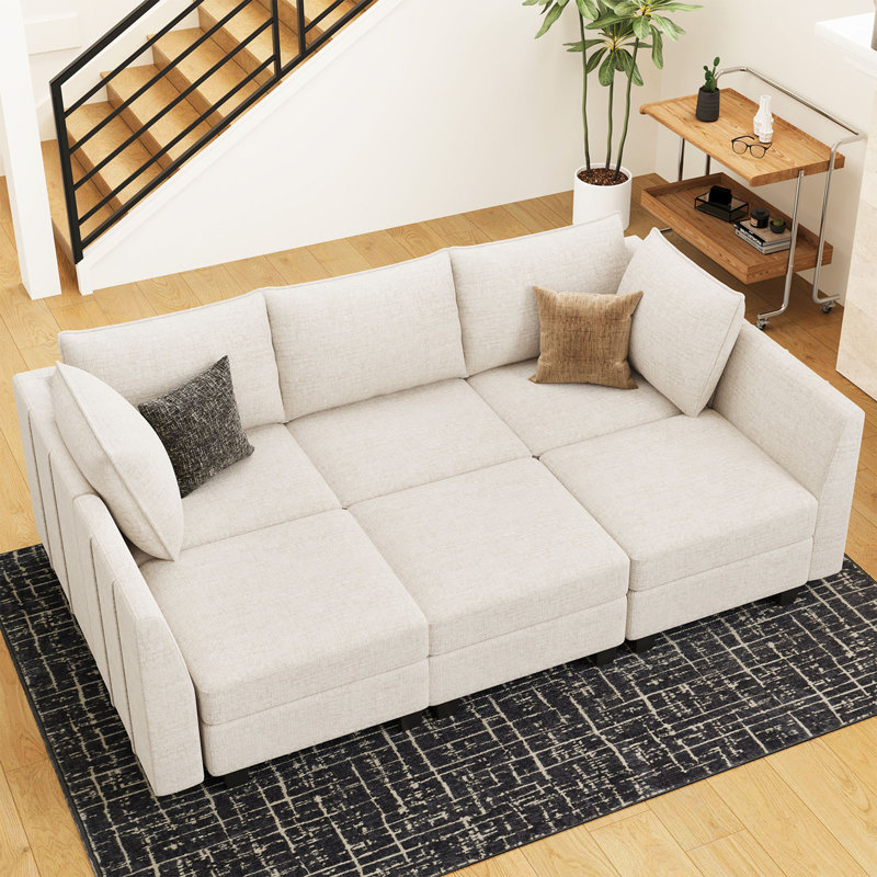 Canapé-lit modulaire convertible Aurora Chenille, H 36,2 po x l 87 po x P 59,8 po, Chenille beige