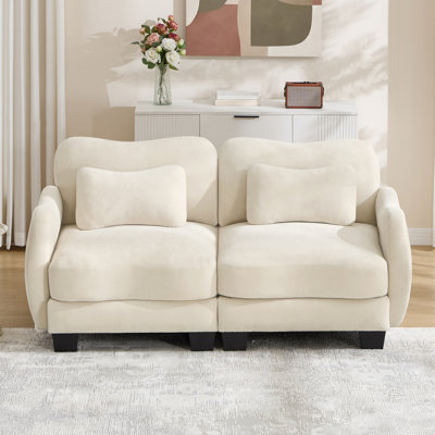 70.8''  Chenille Curve Design Loveseat Sofa Modular Couch For Living Room Office,Ergonomic Base Easy To Assemble