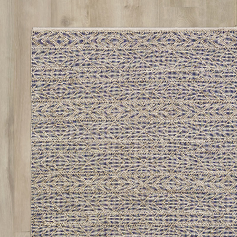 Tapis beige / cobalt / gris clair tissé à plat à la main Jacksonville, Rectangle 6 pi x 9 pi