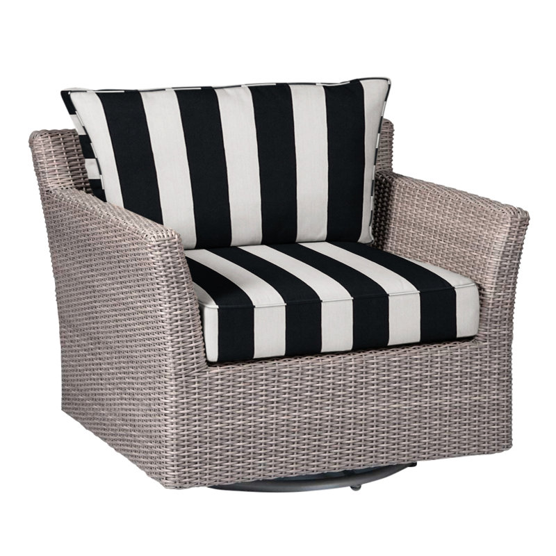 Fauteuil oscillant tissé Club - Huître, Welt, Sunbrella® ‑ Cabana à rayures minuit, Huître