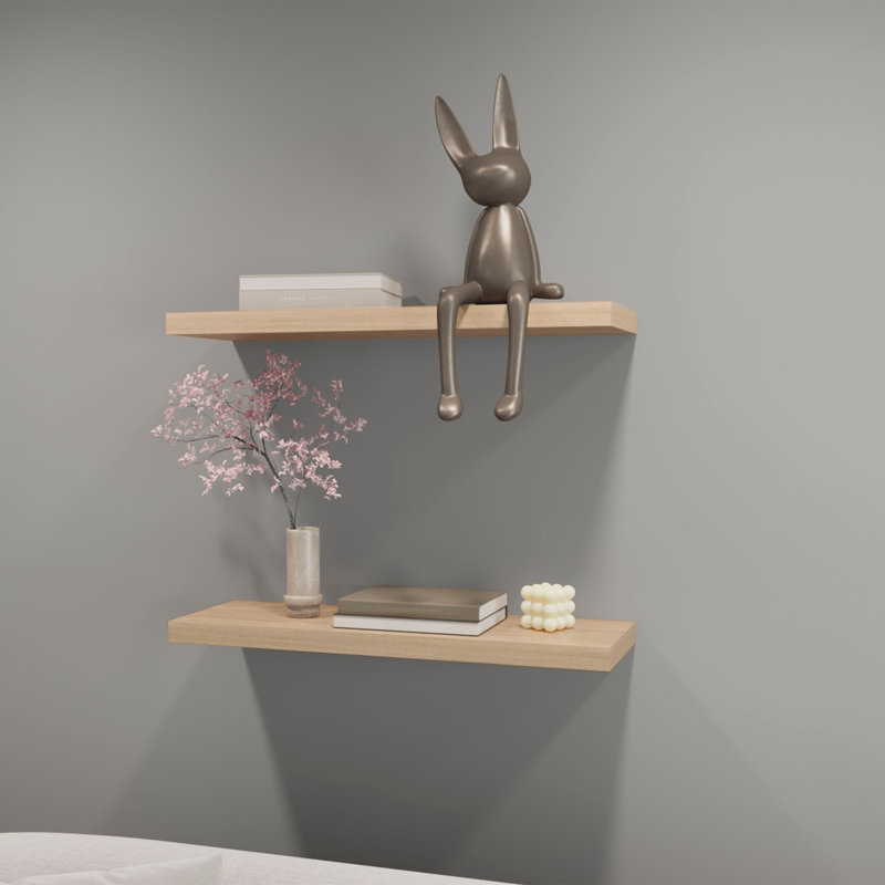 Benessa 2 Piece Floating Shelf, 3.8cm H x 80cm W x 25cm D, Beige