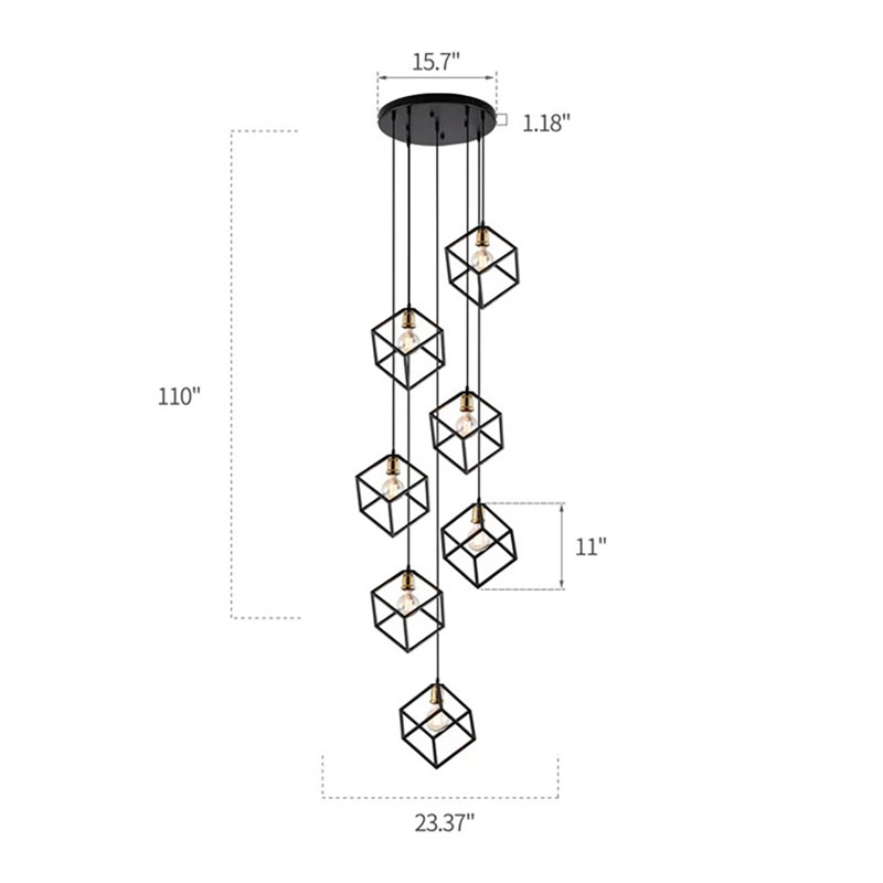 Jaquel 7 - Light Matte Black Cluster Pendant