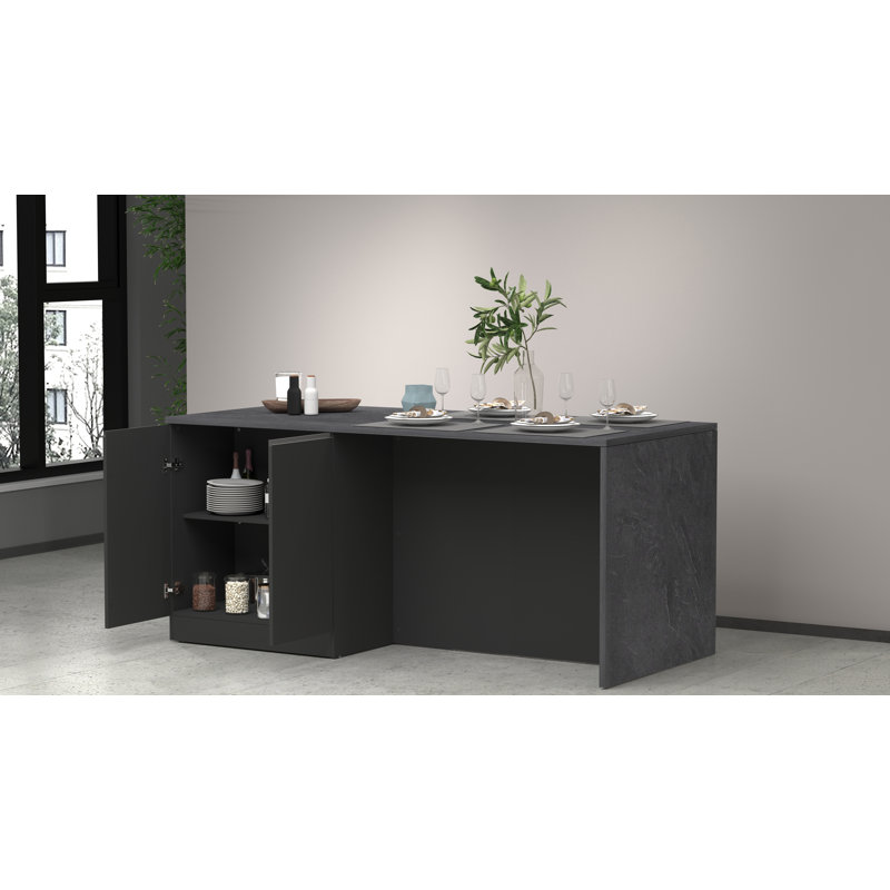 Sadrac Wood Kitchen Island, Anthracite Grey/Grey