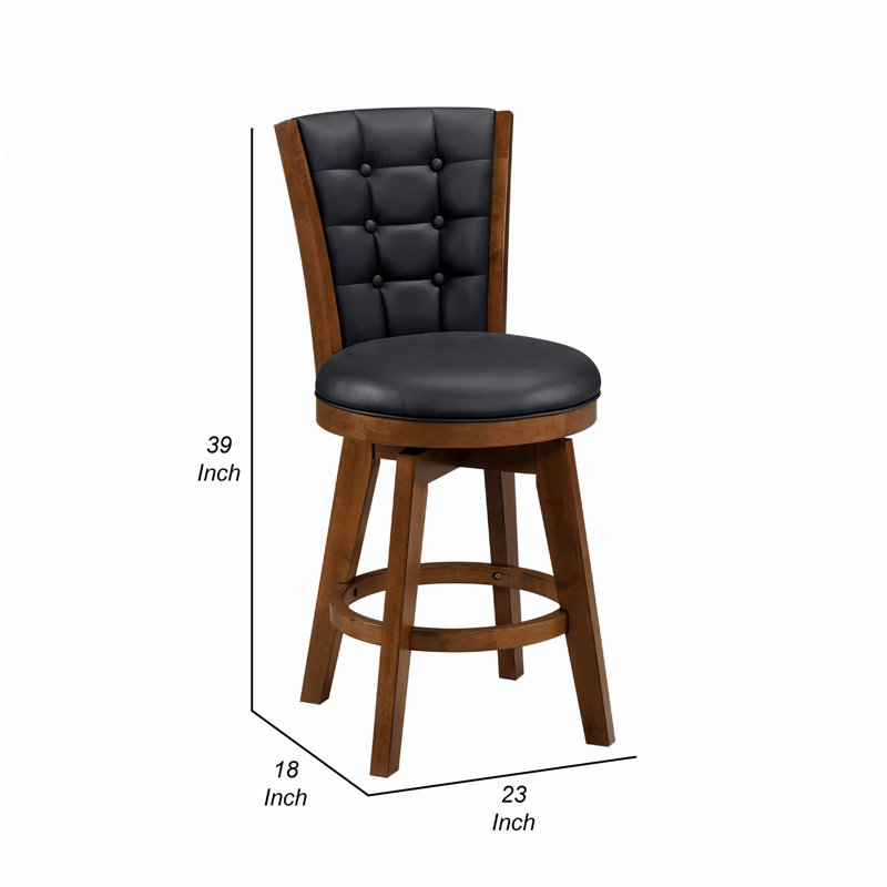 Tabouret d'appoint - Ensemble de 2 chaises de comptoir pivotantes, revêtues de similicuir brun et noir