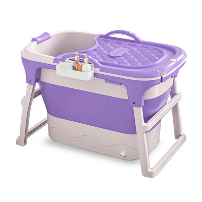 Portable Bathtub Foldable Bathtub For Adults, 41 Inch Small Tub With Ergonomic Seat & Massage Roller, Ice Bath Tub For Shower, Sitz Bath, Ice Baths Freestanding Bathtubs For Bathroom Purple