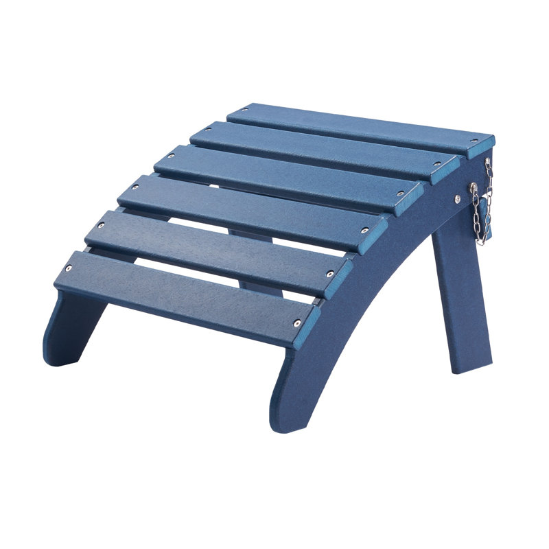 Repose-pieds de patio en PEHD résistant aux intempéries avec design à lattes ergonomique bleu Adirondack, Bleu