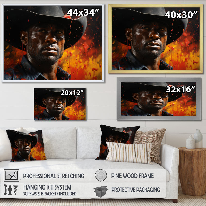 Western Cowboy Pride, portrait sur toile, Cadre simple noir, H 12 po x l 20 po x P 1 po