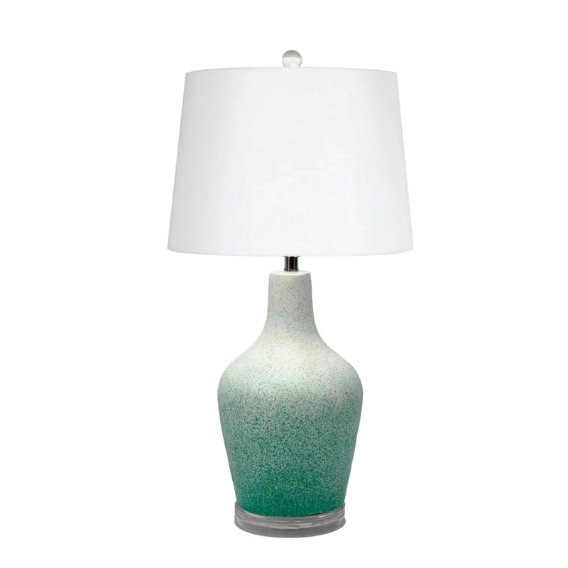 Jamantha Glass and Acrylic Table Lamp with Linen Shade