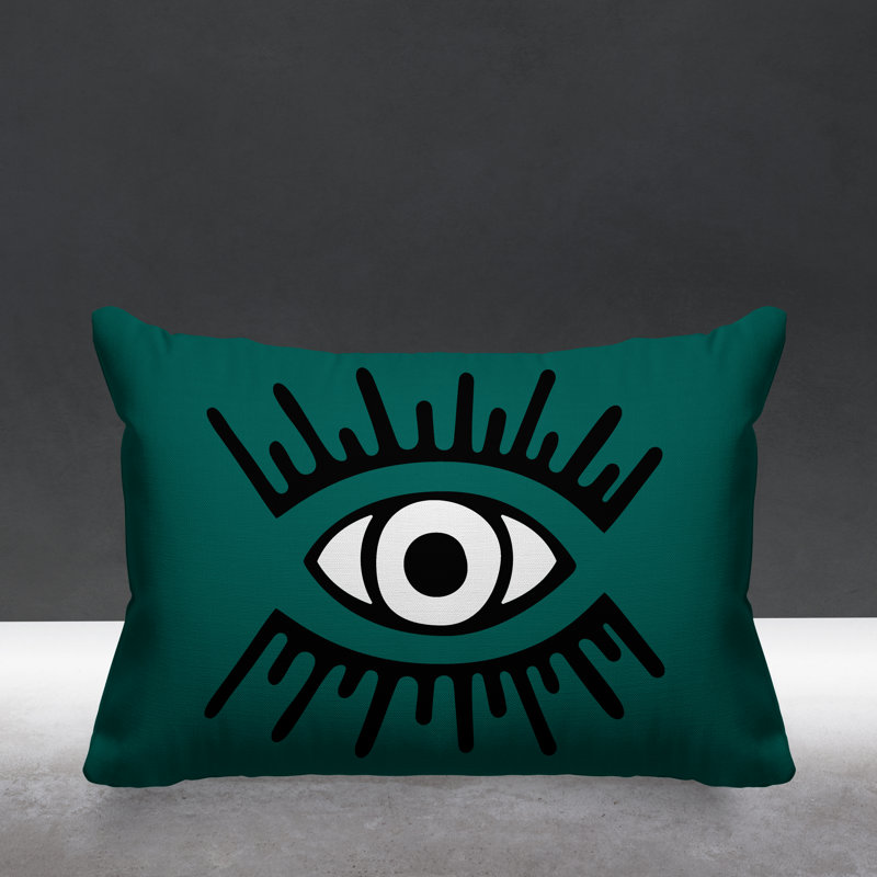 Coussin intérieur / extérieur Miranda Evil Eye, Émeraude
