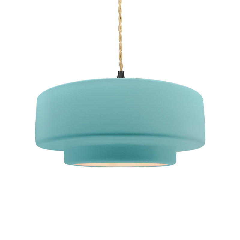 Luminaire suspendu à 1 lumière Meydan, H 5,25 po x l 14,5 po x P 14,5 po, Piscine réfléchissante, Noir mat