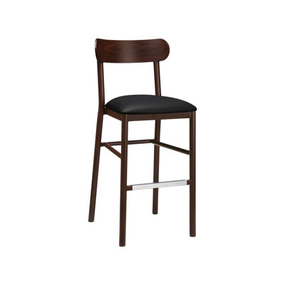 Aluminum Barstool with Black Vinyl Seat In Imitation Wood Finish, Indoor Use Only