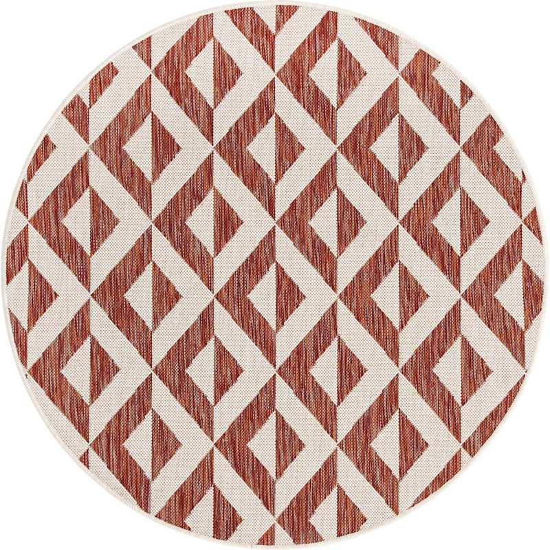 Outdoor Destiny Area Rug Red Color, Round 4'