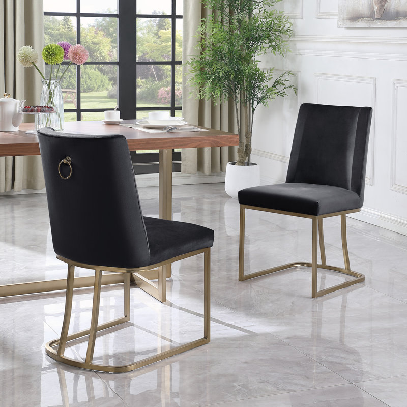 Tabouret de comptoir rembourré avec cadre en métal 18,9 po Khelani, Noir