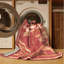 Tapis abstrait moderne et contemporain lavable à la machine Andrus Valentines en rouge - reliure rose-501631694