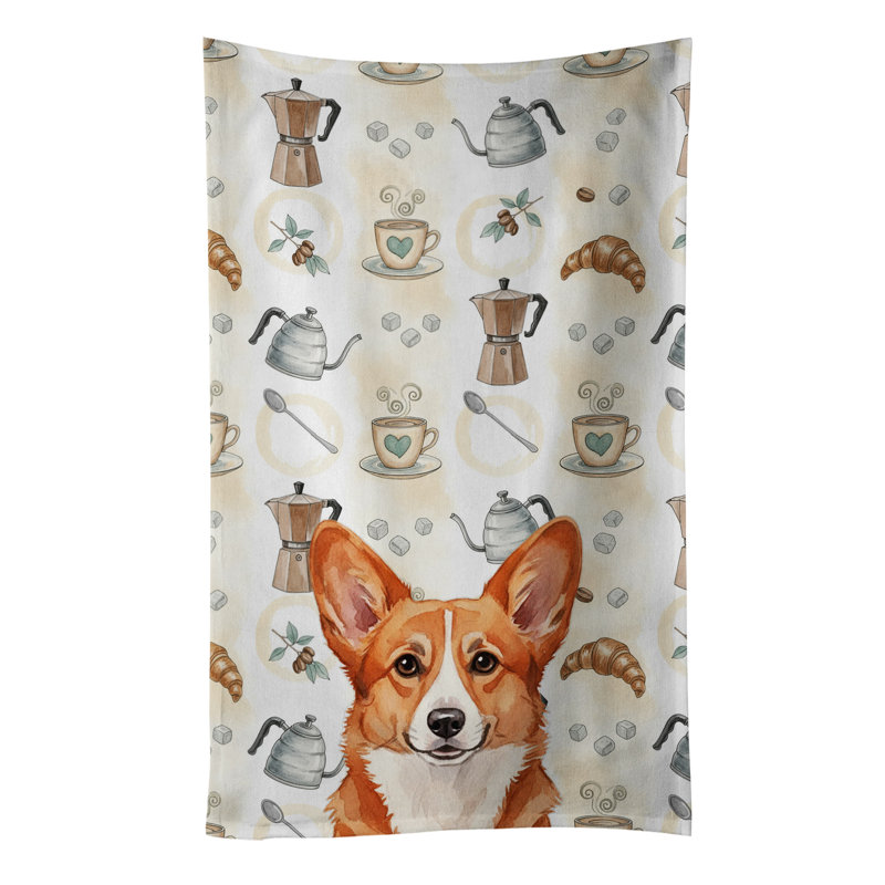 Coffee Bar Kitchen Towel, Red Cardigan Welsh Corgi