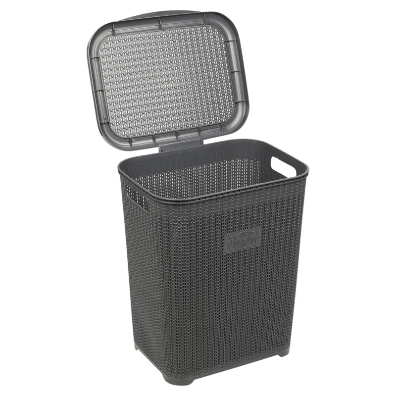 Plastic Laundry Basket, Grey