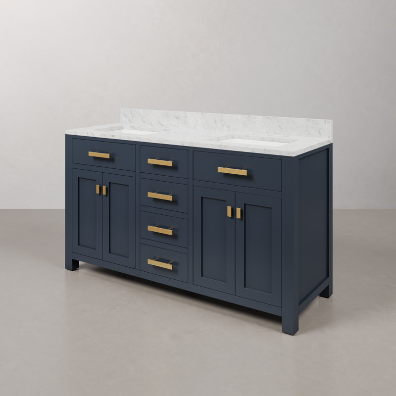 Ensemble de meuble-lavabo double 60 po Minnetrista, Bleu monarque