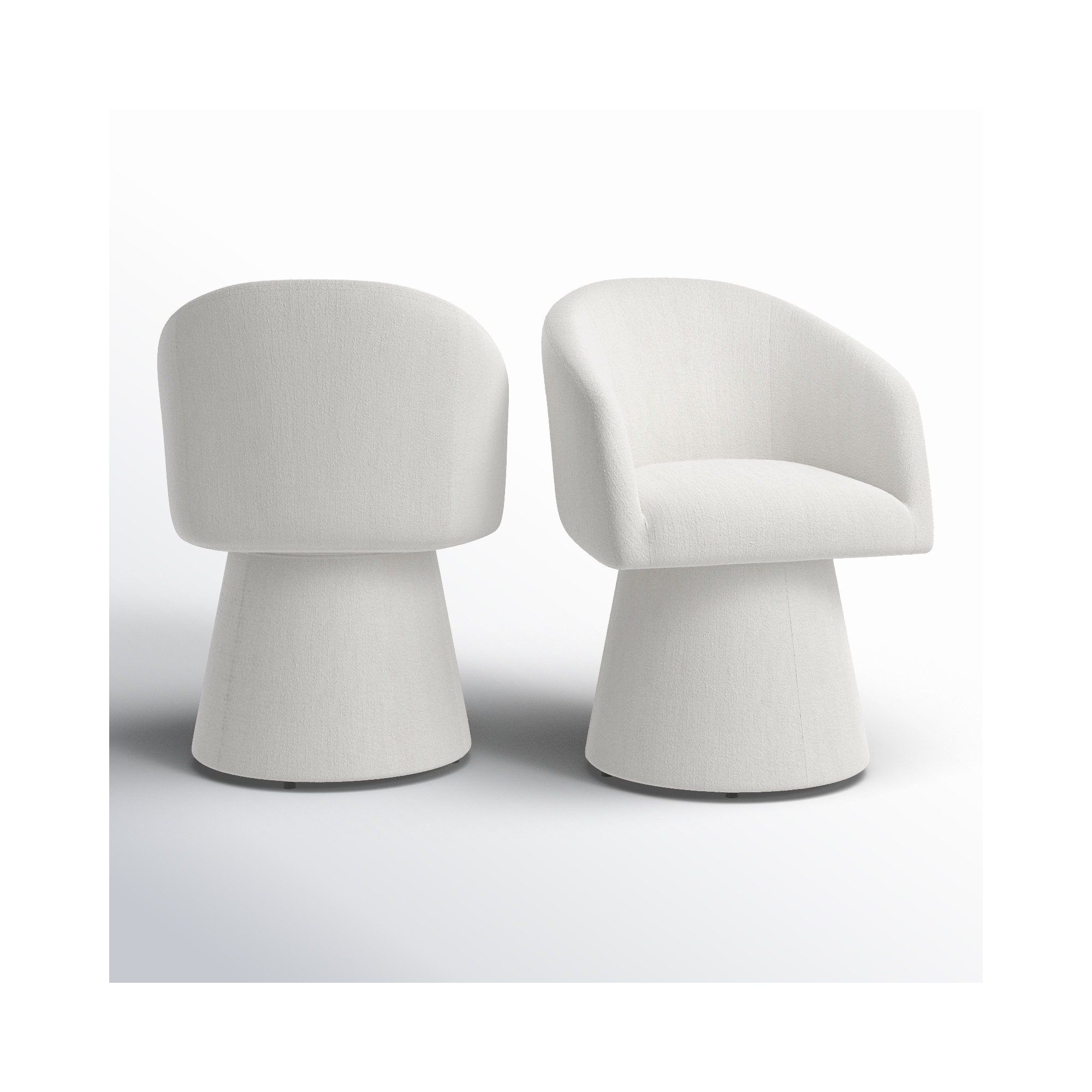 Kyo Chenille Upholstered Barrel Chair (Set of 2), Mellow Ivory Chenille