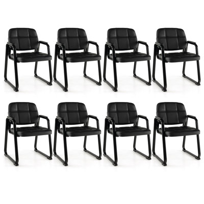 Costway Waiting Room Chair Set Of 8 Upholstered Guest Conference Chair With Armrest