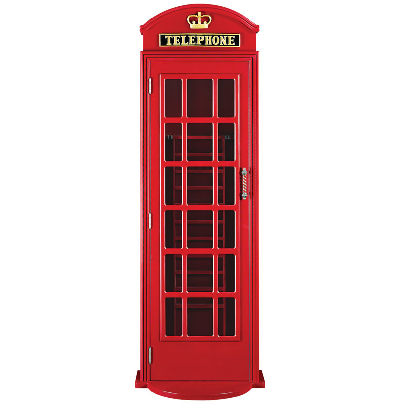 Red Old English Telephone Booth  Pool Cue Rack By RAM Game Room