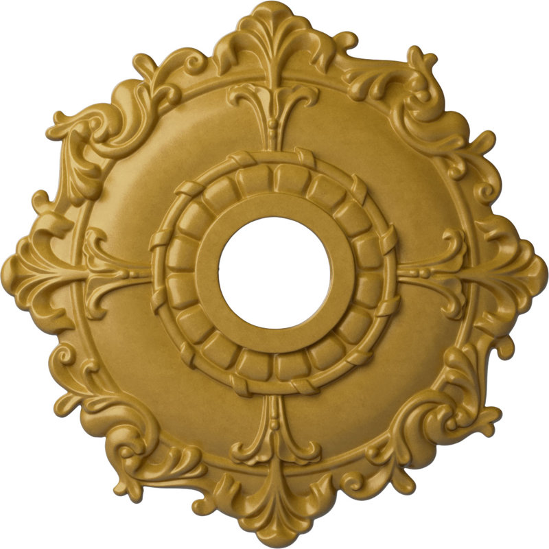 Endurathane Carlsbad Ceiling Medallion, 19 1/2"OD x 1 3/4"P, Hand-Painted Stone Hearth Finish, Iridescent Gold