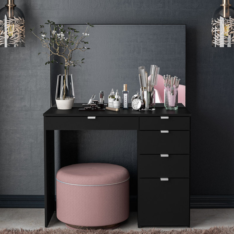 Cottesmore Dressing Table with Mirror, Matte Black
