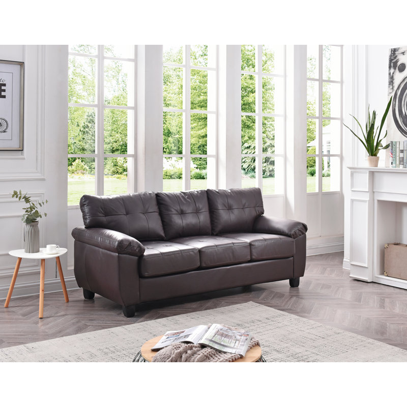 Benton 78'' Faux Leather Sofa, Cappucino Faux Leather