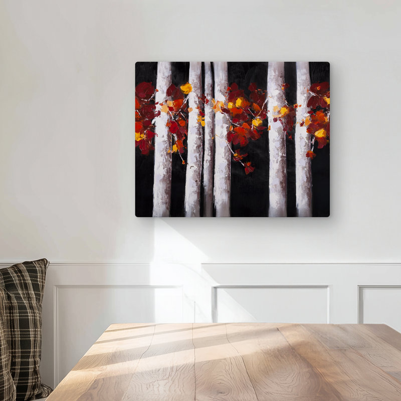 White Trees with Orange Leaves - Red Trees Metal Print Decor