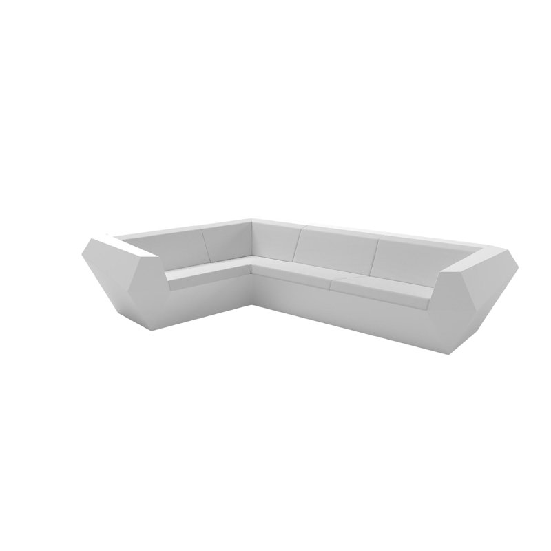 Pixel 119.25" Wide Outdoor U-Shaped Patio Sectional with Cushions, White, White