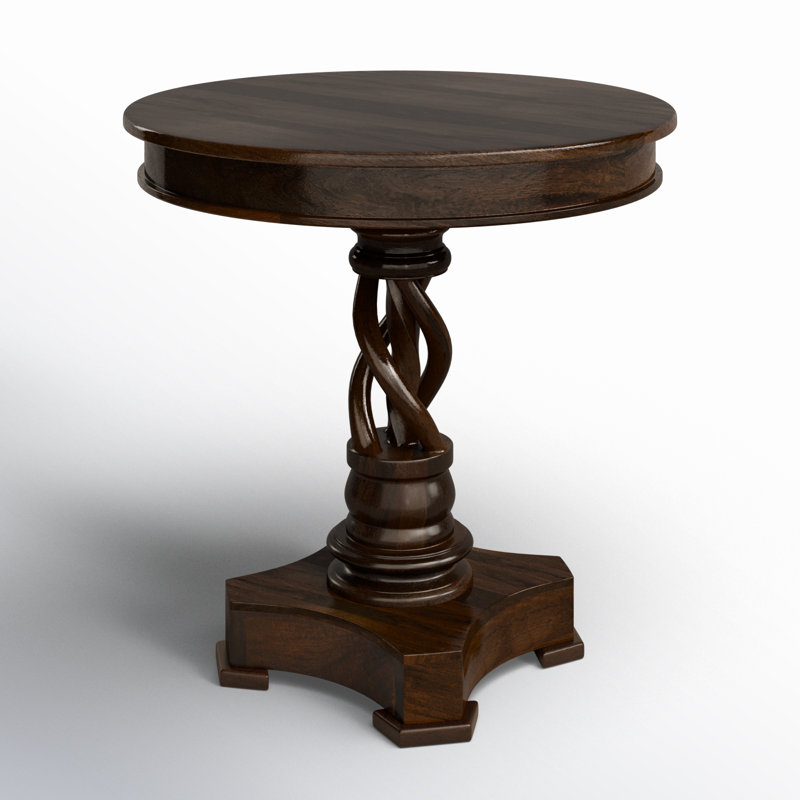 Solid Wood End Table, Dark Brown