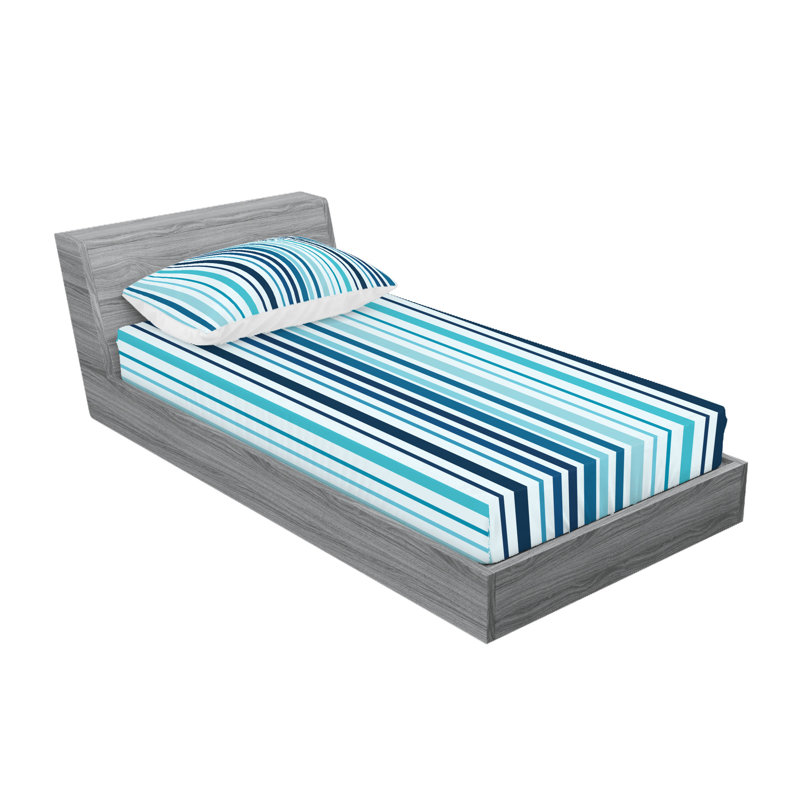 Ensemble de draps et taies décoratives Ambesonne, bleu ciel et bleu foncé, Twin-XL Sheet Set + 1 Fitted Sheet + 2 Pillowcases