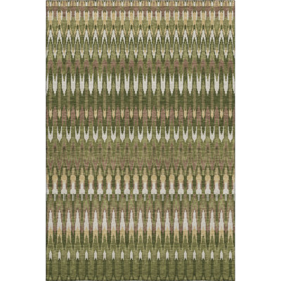 Premium Machine Washable Prisco Olive Rug