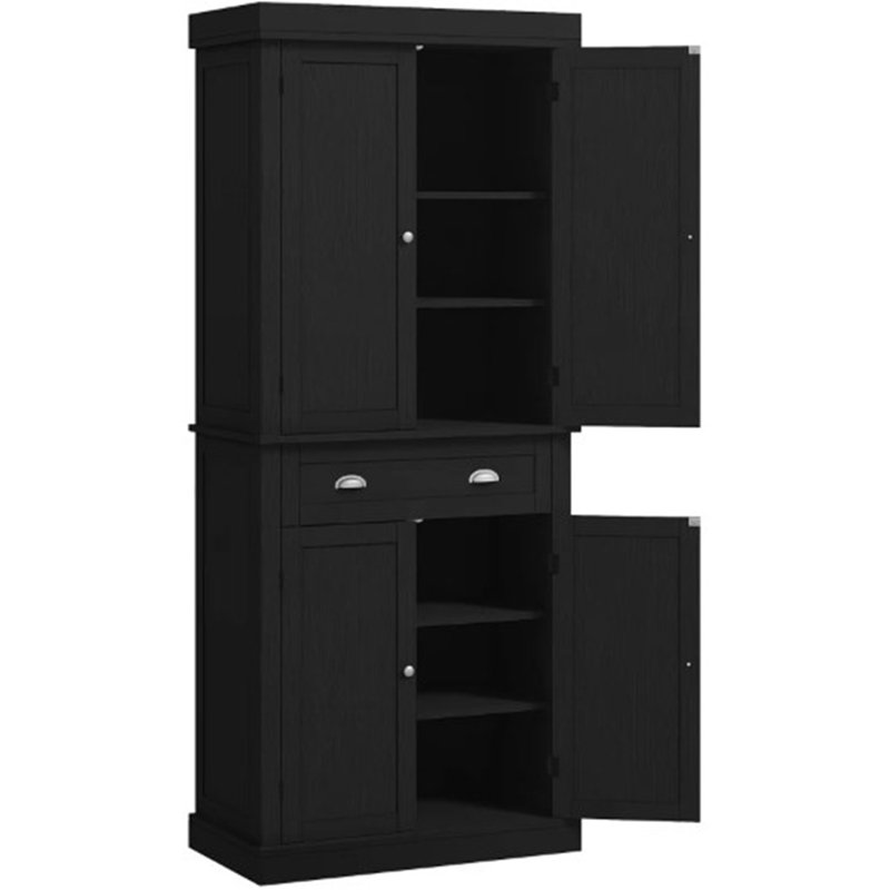 Garde-manger avec portes et tablettes, garde-manger, garde-manger autoportant, Noir