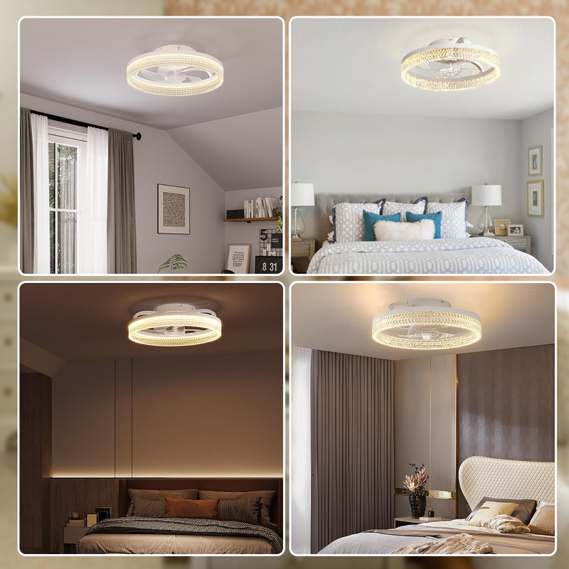 20 inch Ceiling Fans with Lights and Remote, White