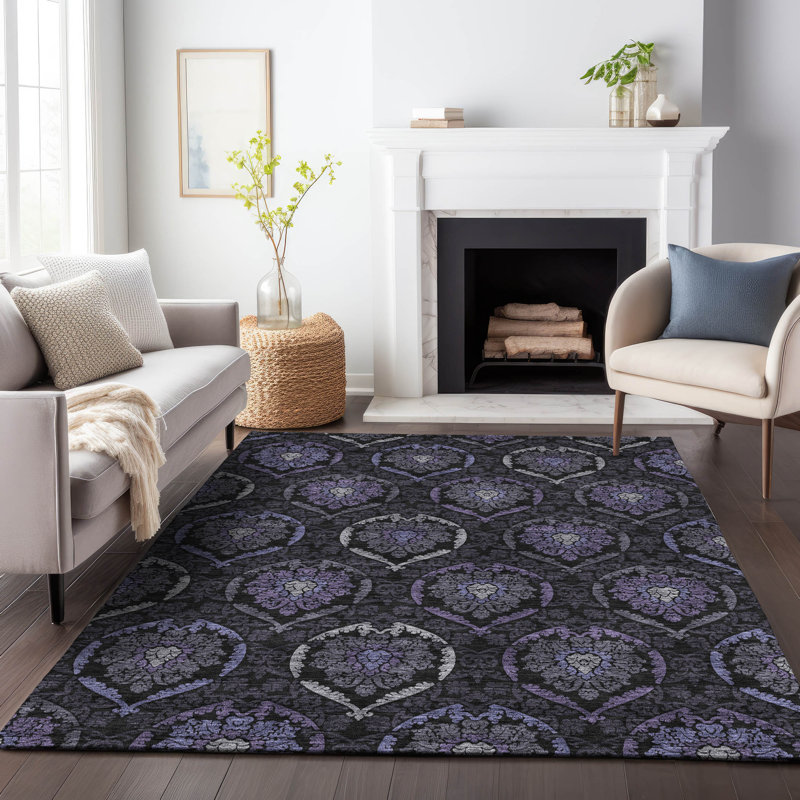 Tapis intérieur / extérieur Shivana avec envers antidérapant, Rectangle 5 pi x 7 pi 6 po